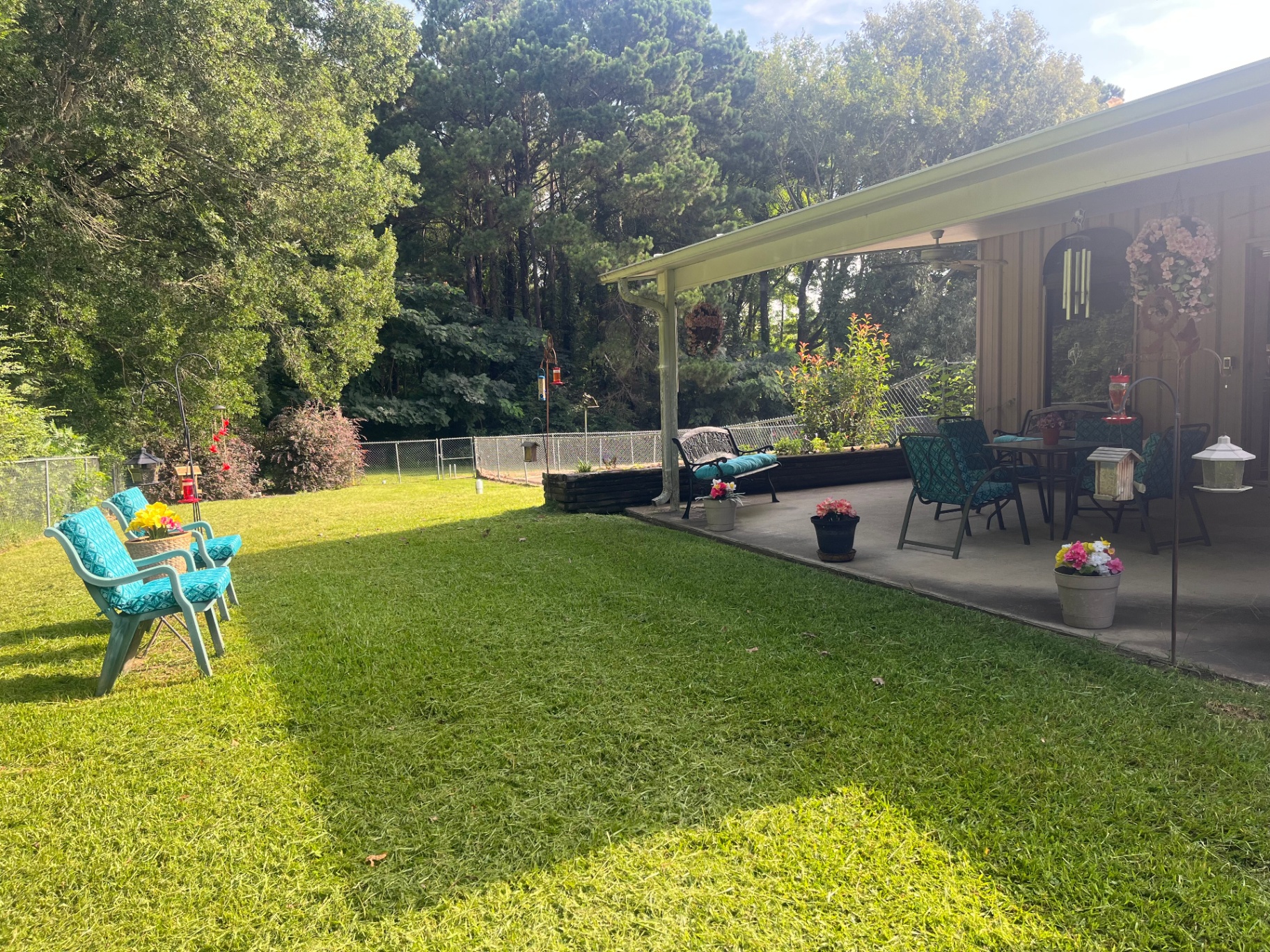 Wide view of the secure backyard at Marian Place